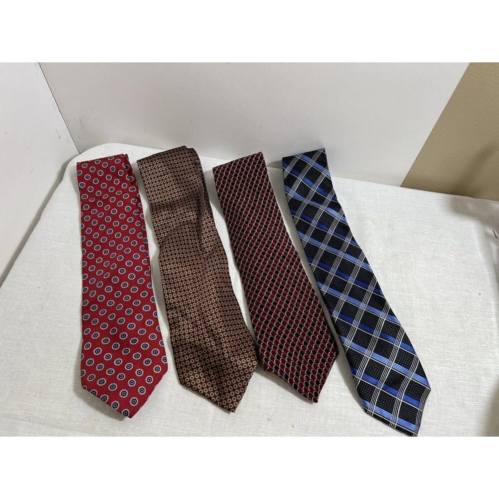 Lot of 4 Men Tie Kenneth Cole Tongue Tied Bert Pulitzer Pronto Uomo Silk Fabric